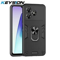 „KEYSION“ smūgiams atsparus šarvuotas dėklas, skirtas „ZTE Blade A36 4G 5G“ minkštam silikoniniam + PC metaliniam žiediniam stovui, telefono galinis dangtelis, skirtas „ZTE Blade A36 5G“. for ZTE Blade A36 juoda