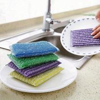 Virtuvinis valymo kempinėlė, Nerūdijančio plieno vielos šveitiklis valymo šluostė, Dvigubos pusės valymo kempinėlės padas indams valyti 4PCS-random color įvairiaspalvis