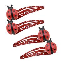 Ladybug Hair Clip for Birthday Party Cartoon Animal Hair Clip Sidepin Women Girl Lovely Barrettes Headwear 4Pcs raudona