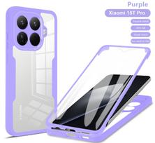 Dėl Xiaomi 15T Pro 5G dėklo 360 dvipusiai pilnos apsaugos dėklai Mi 15T 15 T Mi15T 15TPro 5G su ekrano apsauga For Xiaomi 15T Pro violetinė