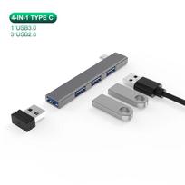 4 viename C tipo stebulė Didelės spartos prijungimo stotelės skirstytuvo adapteris USB3.0 HUB 60W PD įkrovimas nešiojamam kompiuteriui PC