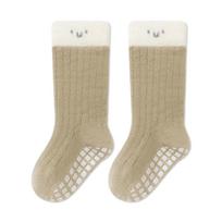 5-1 pakuotė Vaikų grindų kojinės, Rudens/Žiemos Fleece pamušalu storos šiltos unisex kūdikių pusblauzdinės kojinės, Mažylių neslystančios kojinės vaikščiojimui S-1pairs žalia