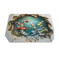 3D optinės iliuzijos kilimas Realistiškas žuvų tvenkinio kilimas Skalbiamas auksinės žuvelės tvenkinio durų kilimėlis Neslystantis 40x60cm