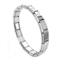 7/9mm Italian Starter Charm Bracelet Starting at 18 Links for Women Wrist Punk Style Stainless Steel Modular Links 1 white