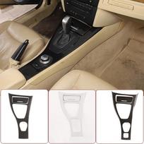 LHD skirtas BMW 3 serijos E90 E92 E93 2005-12 ABS anglies pluošto / sidabro centrinės konsolės pavarų perjungimo rėmo skydelio lipdukas automobiliui I 05-12 Silver