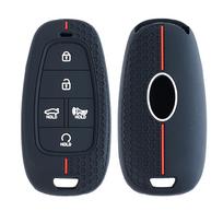 For Hyundai Santa Fe Tucson Palisade Sonata 2019-2025 Remote Silicone Car Key Fob Chain Ring Shell Holder Cover Case 5 Button juoda