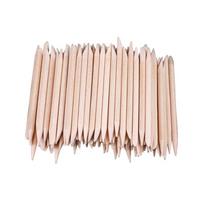 100× Oranžinės lazdelės nagams, Medinis odelių stumdytuvas-šalintojas manikiūrui ir pedikiūriui 7.5cm beige