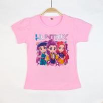 2026 New Children's Cartoon K-pop Hunter Girl Group Print T-shirt - Casual Cartoon Girls' and Boys' Clothing for Summer 110