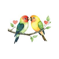 Self-adhesive Wall Stickers Two Birds Love Heart Branch for Kids Room Bedroom Home Decor 20x29cm įvairiaspalvis