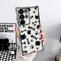 Case for Samsung Galaxy S26 S21 Plus S25 Edge S22 Ultra S23 S20 FE S24 Phone Cover Cartoon Line Cat Galaxy S26