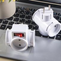 Compactly Eu Plugs Adapter Converts Single Outlet to Triples Socket Travel Plugs for International Travel 16A Expander 1 white