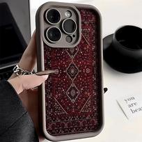 Phone Case Vintage Red Patterned Carpet Design For Xiaomi Redmi Note 14 13 Pro Plus 5G 12 11 10 Pro 4G 13 14C 13C 12C Soft Cover Redmi Note 14 4G (Global) šviesiai rausvos spalvos