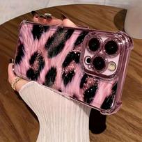 Plating Phone Case For Xiaomi Redmi 15 A3 15C 14C 13C K50 A1 Note 15 14 13 12s Pro Plus 5G Anti Fall Airbag Popular Pink Leopard Redmi Note 15 Pro 4G