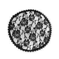 Romantic Lace Veil Rose Bandana Fashion Floral Head Cover  Catholic Church Style A Black