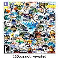 100 Original Waterproof Fishing Cartoon Stickers for Boxes & Suitcases