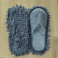 1 Pair Microfiber Dust Mop Slippers Lazy Quick Cleaning Floor Cleaning Slipper Washable Home Shoes Home Bathroom Cleanning Tools pilka spalva