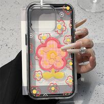 Applicable to iPhone17ProMax 2-in-1 pink line flower mobile phone case 16 simple 15 niche 14 large holes apple 17