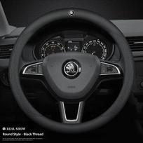 HLLQ9 Carbon fiber breathable car steering wheel cover for Skoda Octavia Fabia Kodiaq KAROQ Superb Kamiq VIRS car interior accessories