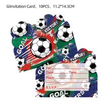World Cup Soccer-Themed Party Decorations: Tableware Set, Disposable Paper Plates, Cups, Straws, Tablecloth, and Banner Set invitation card 10 pieces blue