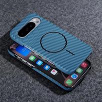 Google Pixel 10A/9ProXL Magnetic Carbon Fiber Stand Case Google 10A mėlyna