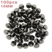 100 vnt 10 mm kūgio plastikiniai spygliai ir smeigės 2 skylių Siūti CCB Odinės kniedės Sidabrinė Auksinė Juoda Punk „Pasidaryk pats“ amatai krepšiams 10mm juoda