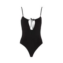 Black Chest Strap Sexy Bikini Strap Solid Color One-piece Swimsuit S juoda