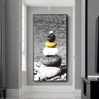 Kinijos juodai balti Fengshui Zen plakatai Auksinių akmenų spaudiniai Drobės Tapyba Kraštovaizdžio Sienų Paveikslėliai Svetainės Papuošimui 20cm×40cm NoFrame