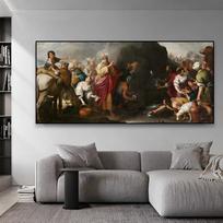 Didelis Vintažinis Aliejinio Dažymo Plakatas Bartolomė Estebanas Muriljas Spaudinys Mozė Smogiantis į Uolą Drobės Tapyba Galerijos Sienos Menas Dekoras 60x120cm no frame