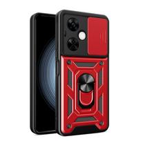 KEYSION atsparus smūgiams dėklas, skirtas OnePlus Nord CE 3 Lite 5G N30 Push Pull kameros apsauginis stovas telefono dangtelis, skirtas OnePlus Ace 2 1+ 11R for Nord CE 3 Lite 5G raudona