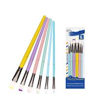 Watercolor paint brush pen 6 pcs Set Macaron Nylon hair short wooden rod Brush Gouache Acrylic  Oil Painting art supplies