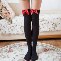 Suaugusios moterys Merginos lankas Šlaunys Aukštos Kojinės Lolita Kostiumai Cosplay Priedai virš kelių Kojinės Kojinės Juoda Balta one size white
