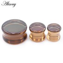 Alisouy 1PC 6mm-30mm Apvalus stiklas Moteriški Vyriški Ausų Kištukai Tuneliai Guažai Neštuvai Prailgintuvas Auskarai Auskarų vėrimas Kūno papuošalai 6mm ruda