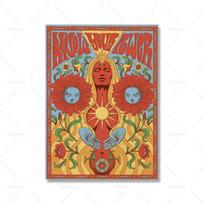 Taikos hipių paveikslas Sienos Menas Drobė Tapyba Retro Moterys Mergina Galinga 70-ųjų Plakatų spausdinimas Vintage Boho Gėlės Nuotraukos Namų dekoras 21x30cm No Frame