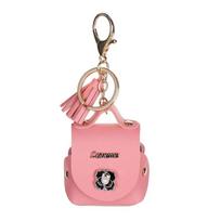 Nešiojamas mielas minkštas PU odinis raktų pakabukas monetų piniginė Unisex mini monetų piniginės Raktų pakabukas Raktų pakabukas laikymo krepšys Raktų krepšio priedas rožinė