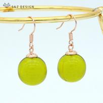 Fashion Elegant Round Beads Drop Earrings For Women Party Rose Gold Color Jewelry beige