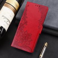 Nėrinių gėlių odinis atverčiamas piniginės knygos dėklas, skirtas Samsung Galaxy A05 A05S A54 A14 A04S Xiaomi Redmi Note 12 iPhone 15 14 13 12 11 Pro Max Stovo minkštas dangtelis For Samsung Galaxy A05 raudona