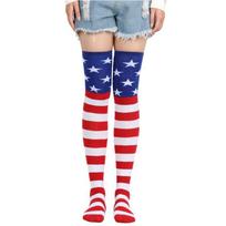Women Striped Thigh High Socks Stockings American Flag Pattern long Socks Striped Over Knee Socks knee high socks