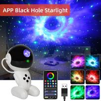 RGBW valdomas per programėlę Astronautas Galaktikos Projektorius Naktinis šviestuvas su Bluetooth garsiakalbiu Viso dangaus projektoriaus lempa Vaikų dovanoms Miegamojo dekoravimui USB Power balta
