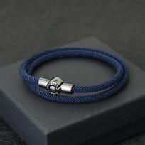 Mada Vyriškas Virvelės Apyrankė Juoda Magnetinė Sagtelė Dvisluoksnė Virvė Jūreiviška Apyrankė Pulseras Para Hombre Dovana Jam Rankų darbo S 17.5cm 6.9Inch tamsiai mėlyna