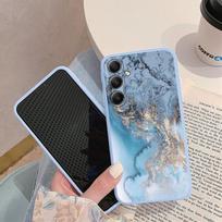 Marmuro raštuotas minkštas silikoninis dėklas, skirtas Samsung A55 M35 S24 FE Xiaomi Redmi Note 13 Pro iPhone Huawei Honor Realme fotoaparato apsauginis smūgiams atsparus dangtelis Samsung Galaxy S9 Plus mėlyna