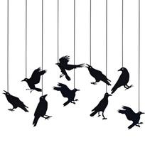 Helovino juoda varna kabanti reklamjuostė girlianda paukščių narvelis Ornamentinis popierinis pakabukas Helovino vakarėliui namų dekoravimui siaubo rekvizitai 9pcs crow