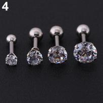 Vyrai Moterys Kalnų krištolas kremzlės Tragus Bar Helix Upper Ear Earring Stud Jewelry 3mm sidabras