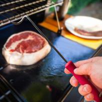 Food Flipper Barbecue Turner Hook Chicken BBQ Steak Grill Accessory for Flipping, raudona