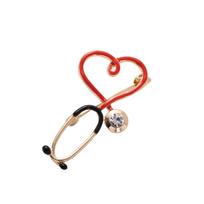 2T juvelyriniai dirbiniai Animacinis stetoskopas Širdies emalis Sagė Smeigtukas Krepšys Ženklas Gydytojos Slaugytojos Papuošalai Dovana Stethoscope beige