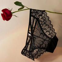 French Mesh Lace Low-Waist Women's Underwear - Breathable, Seamless, and Sexy L raudona