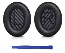 Pakaitiniai ausų pagalvėlės BOSE QC35 ausinėms, skirtoms QuietComfort 35 & 35 II ausinėms. Atminties putų ausų pagalvėlės. Aukštos kokybės su laužtuvu. juoda