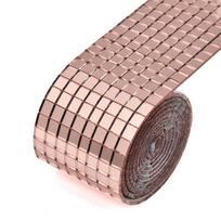 Leeseph lipnios mozaikinės plytelės, 5x5mm disko plytelės, kvadratinės veidrodinės mozaikinės plytelės interjero dekoravimui,  pasidaryk pats  meno koliažas 4 cm x 30 cm rožinio aukso spalvos