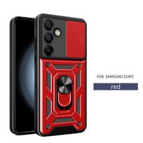 „Samsung S24 FE“ dėklas, skirtas automobiliui, magnetinis žiedo laikiklis, telefono dėklas, skirtas „Samsung Galaxy S24 FE S24FE“ slankiojančios kameros šarvuotas galinis dangtelis. For Galaxy S24 FE
