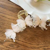 1PC Butterfly Grab Clip Female Large 2025 New High-end Sweet Hairpin Back Head Coil Hair Clip Headgear Shark Clip beige