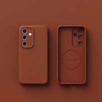 Samsung S25 S24 Ultra S23 Plus S22 dėklas Skystas silikonas Matinis Minkštas Objektyvo apsauga Plonas Smūgiams atsparus Belaidis įkrovimas Magnetinis Galinis dangtelis Samsung S24 Plus ruda
